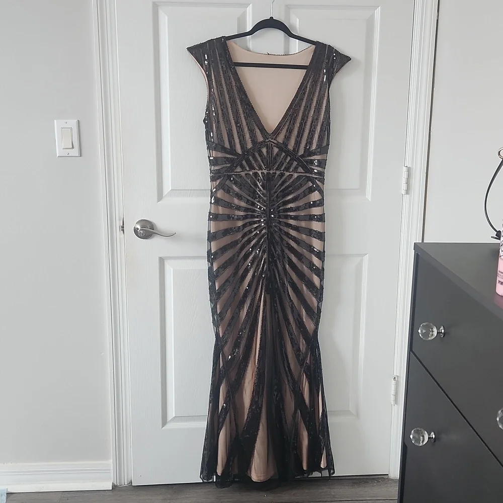 1920s Mermaid Maxi Long Dress Sequin Formal Dress Large - Picture 2 of 6